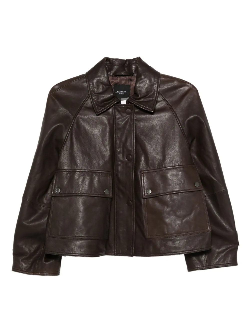 Weekend Max Mara flap-pocket leather jacket | Brown | Image 1