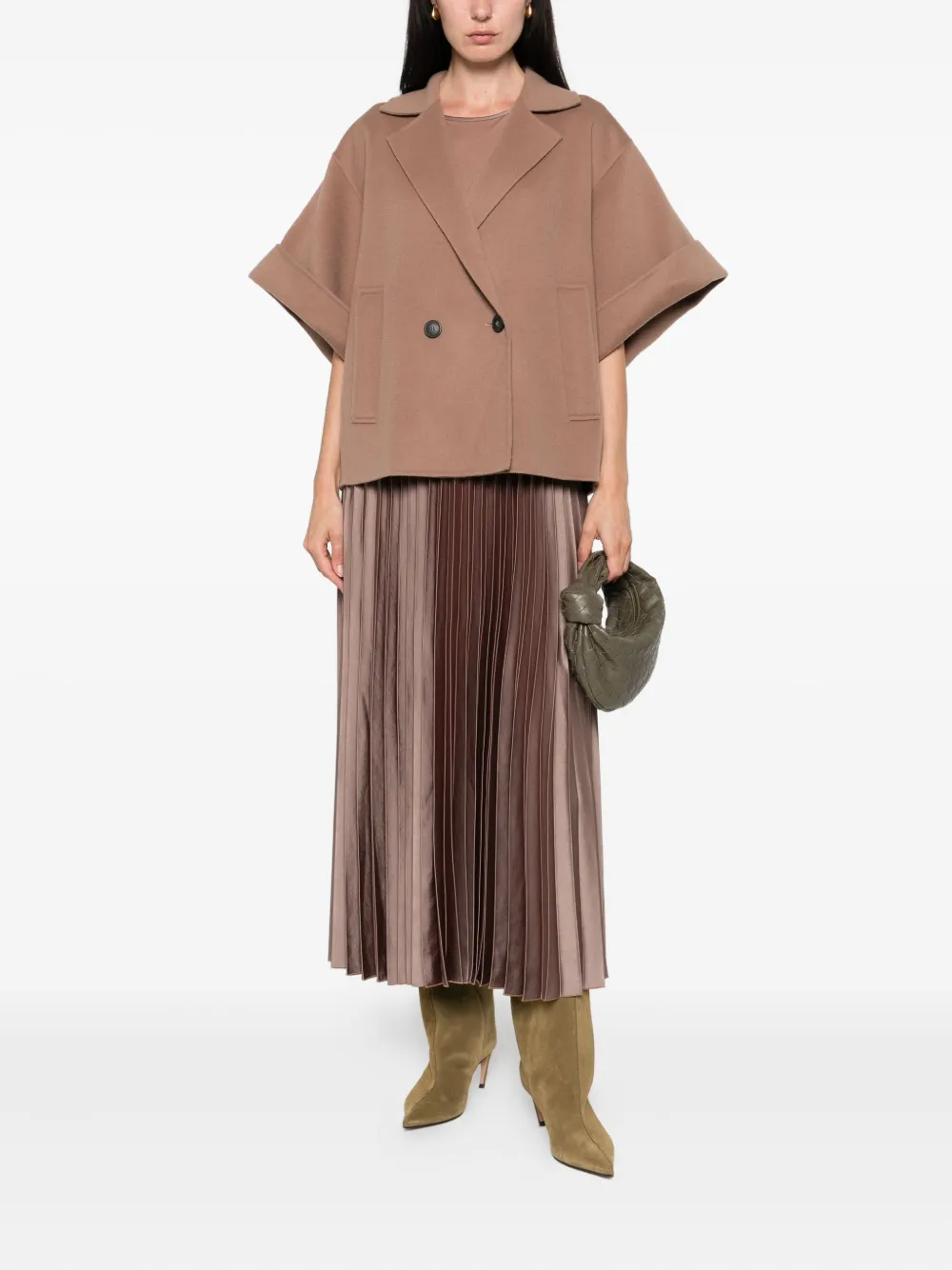 Max Mara Wollen jas met korte mouwen Bruin
