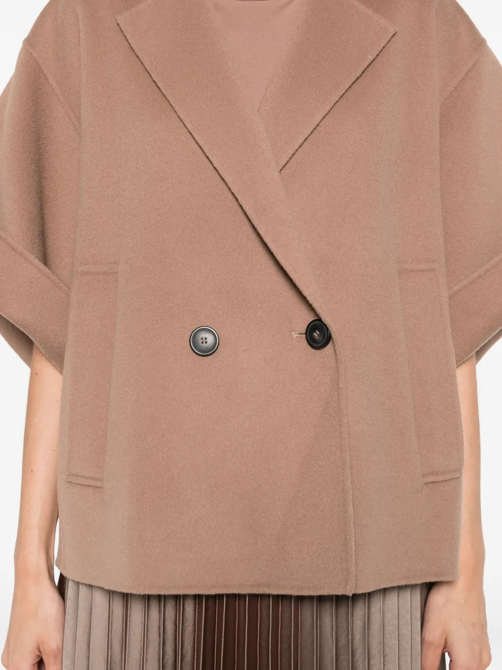 Max Mara Wollen jas met korte mouwen Bruin