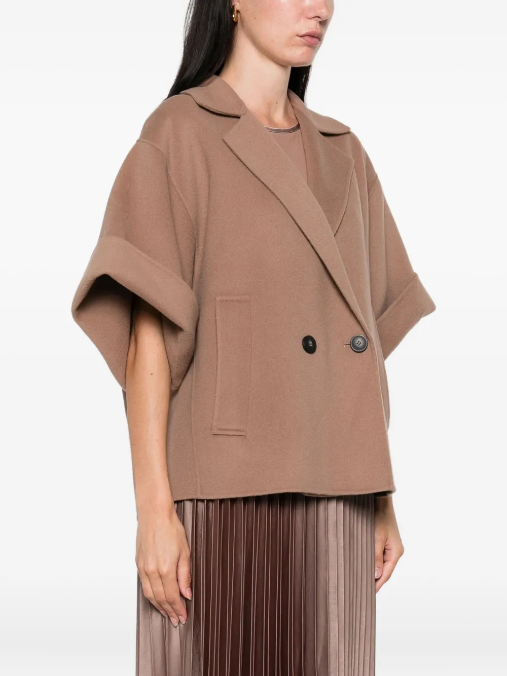 Max Mara Wollen jas met korte mouwen Bruin