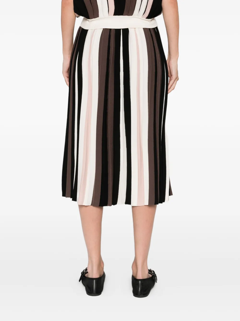 Max Mara Pleiadi pleated striped skirt Zwart