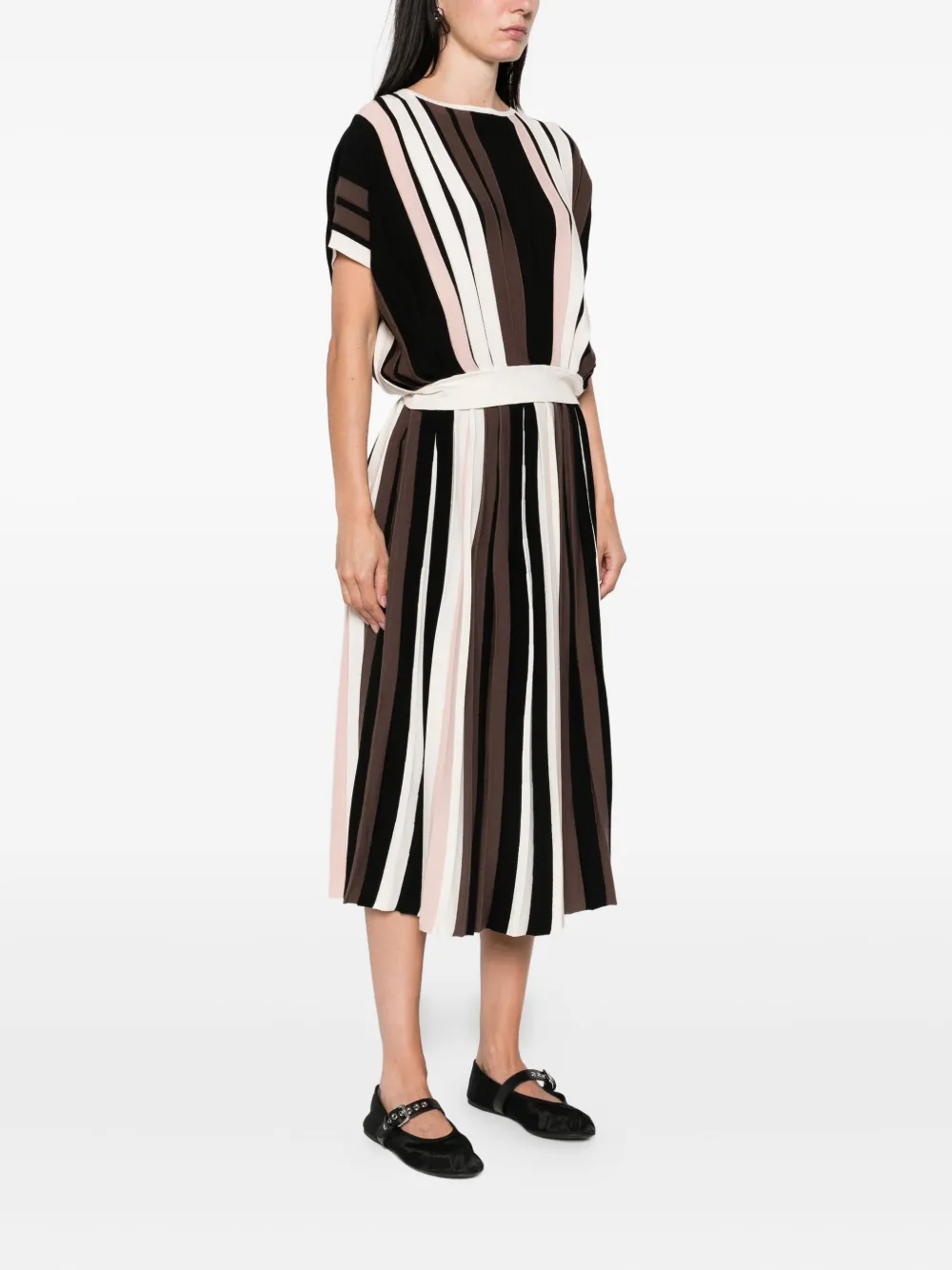 Max Mara Pleiadi pleated striped skirt Zwart