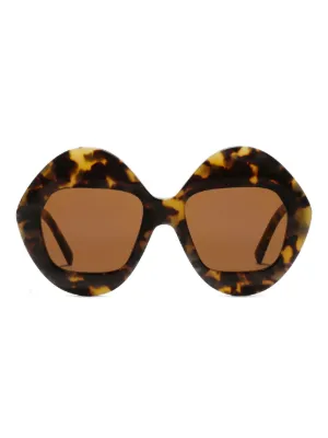 Dolce & Gabbana Eyewear レオパード ラウンドサングラス | ブラウン