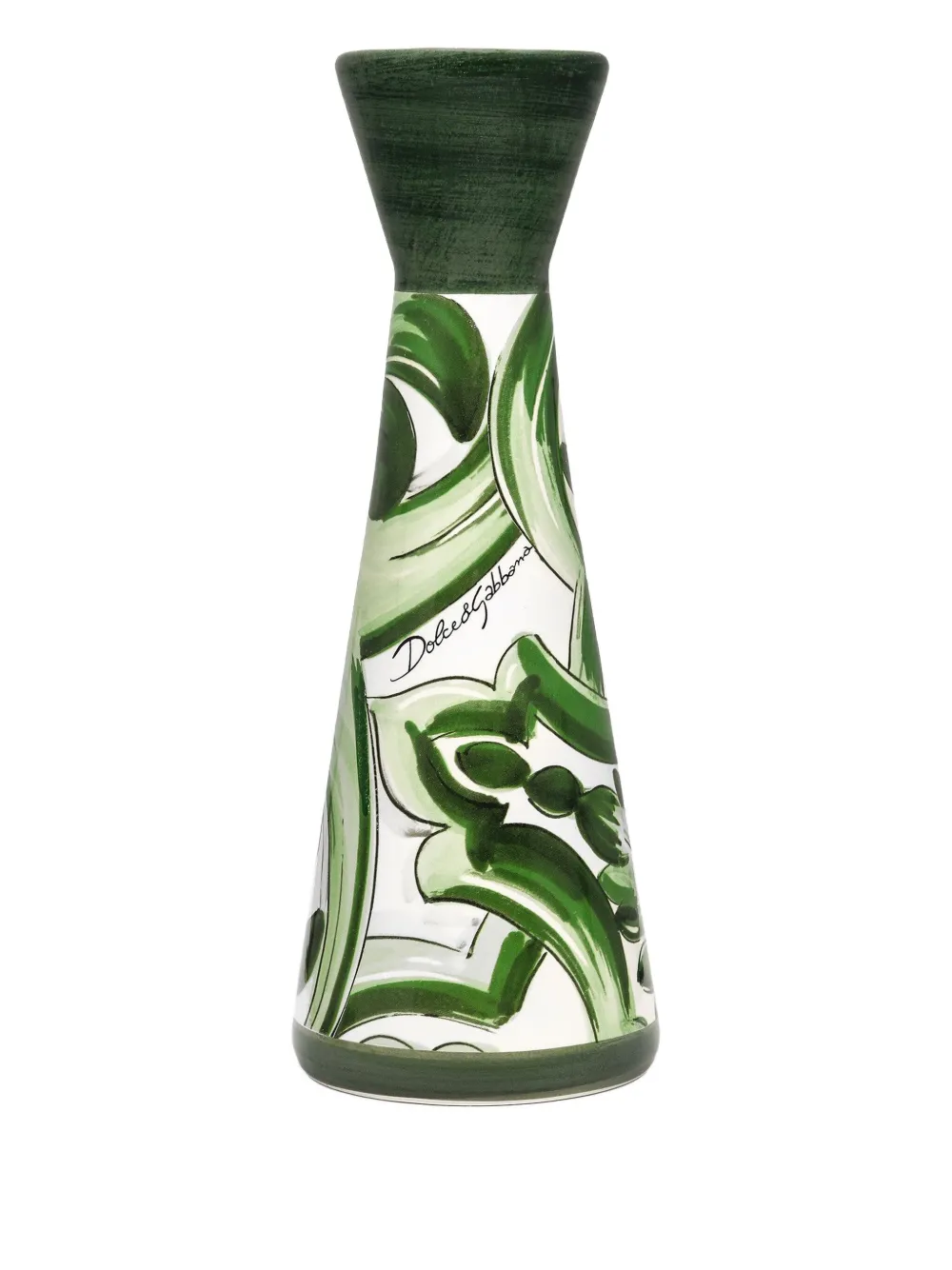 Dolce & Gabbana Medium Printed Candle Holder In Green