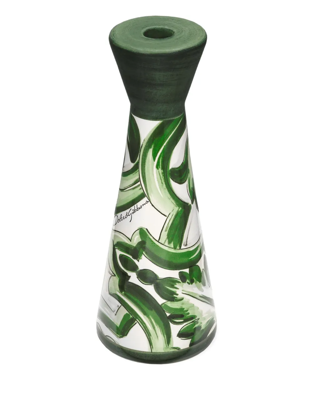 Dolce & Gabbana Medium Printed Candle Holder In Green