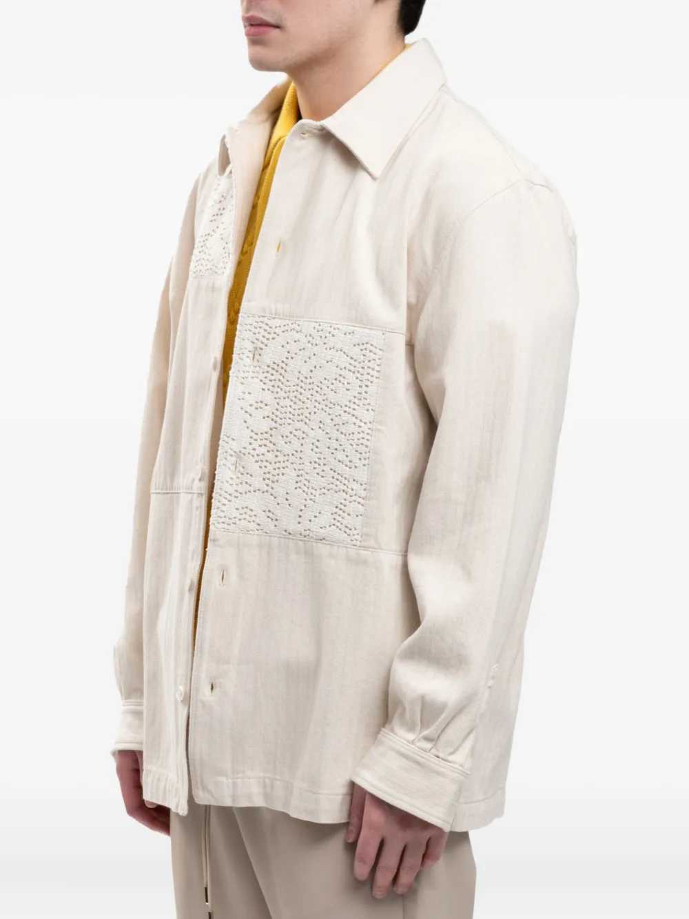 Drôle De Monsieur Overhemd met patchwork Beige