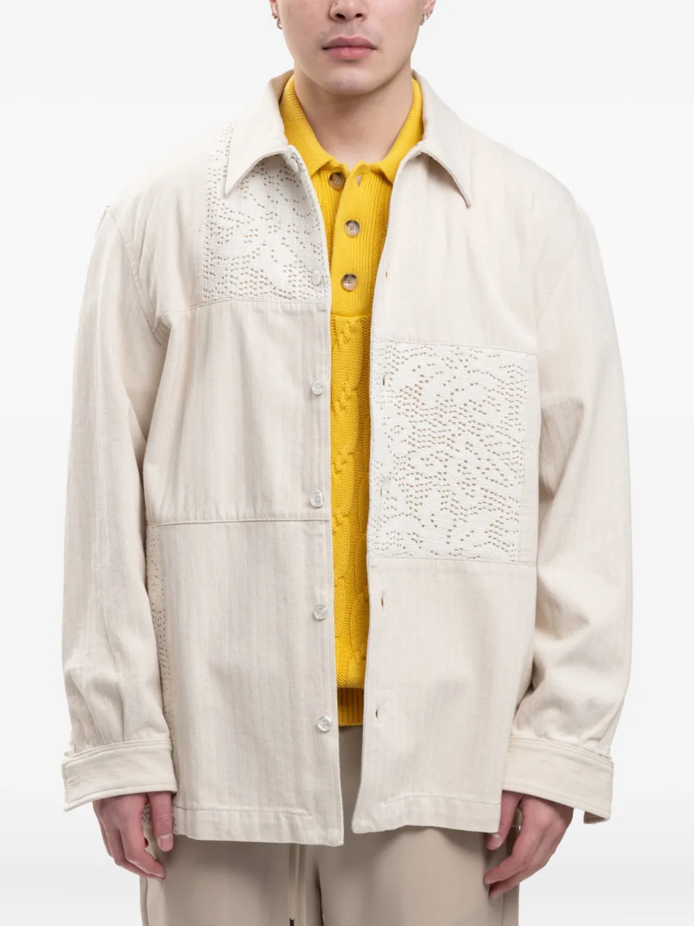 Drôle De Monsieur Overhemd met patchwork Beige