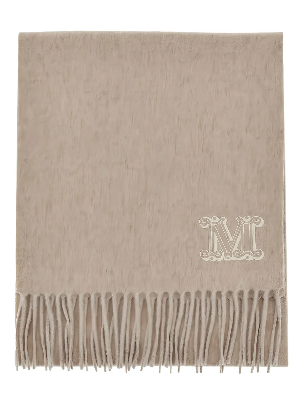 Max Mara Sjaal met geborduurd monogram Beige