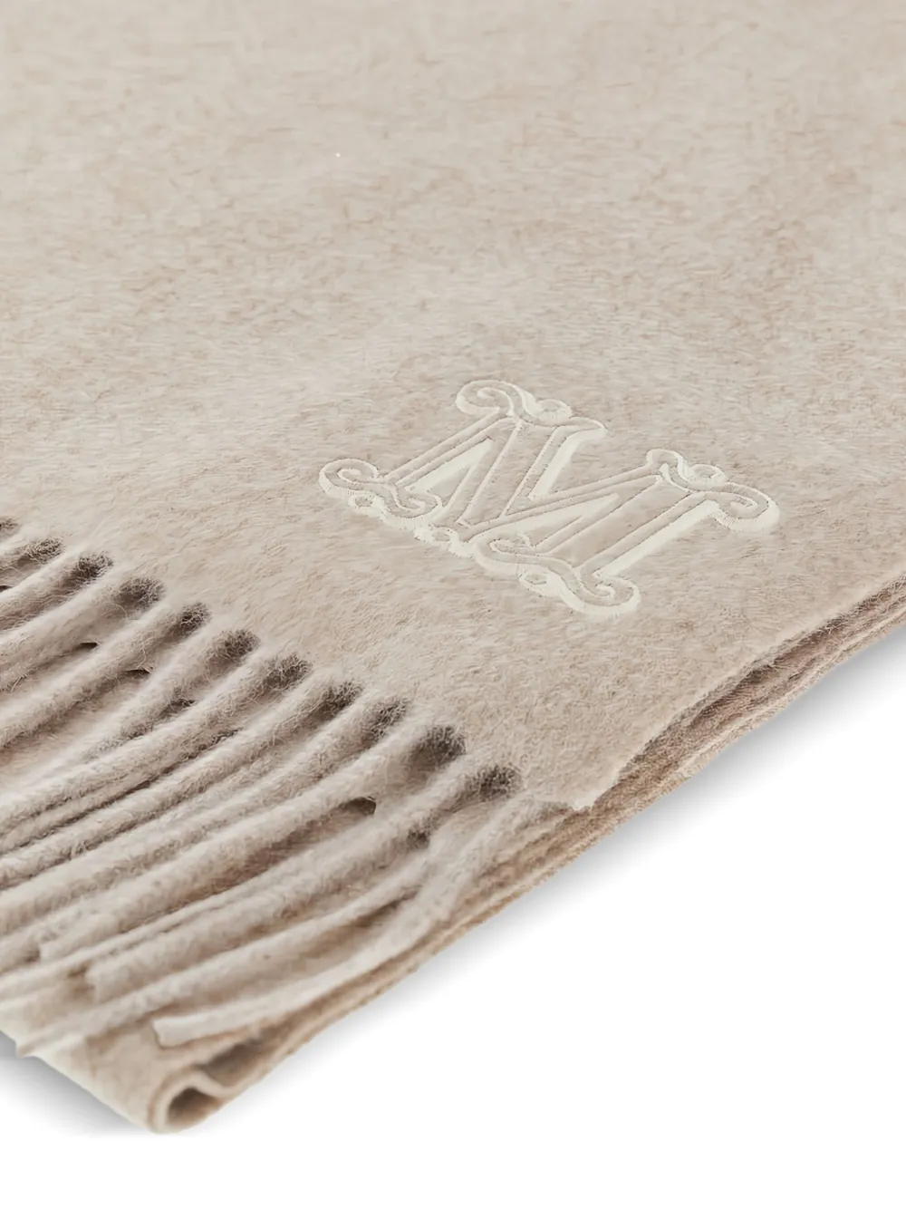 Max Mara Sjaal met geborduurd monogram Beige