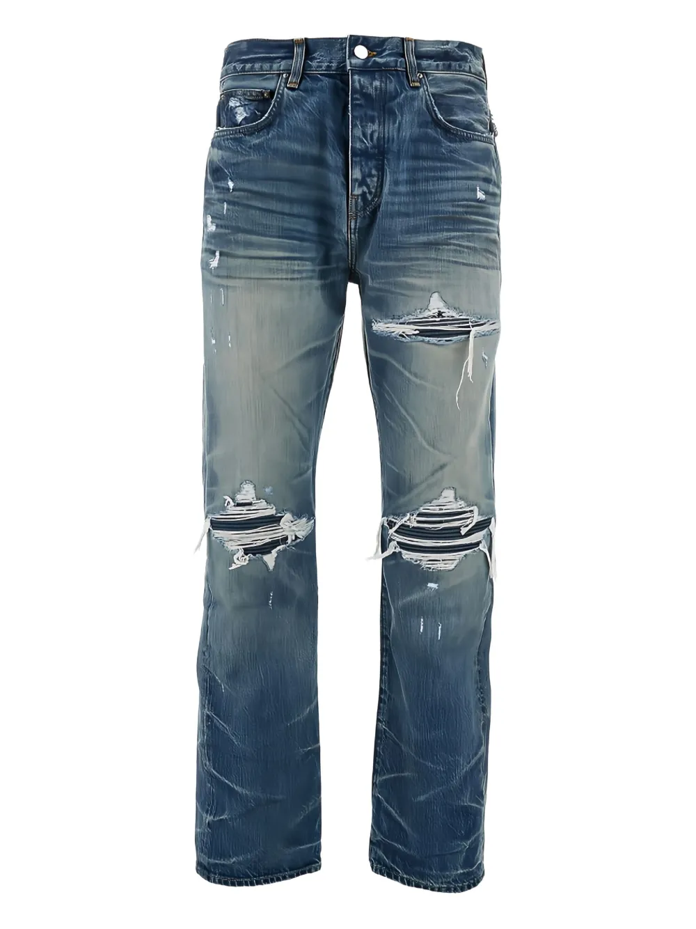 AMIRI distressed five-pocket jeans Blauw