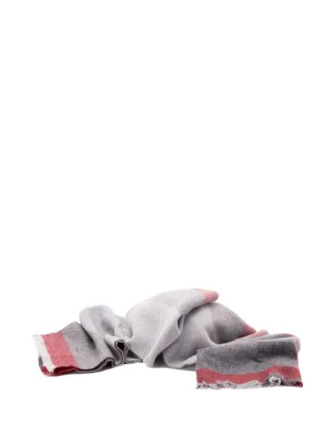 Brunello Cucinelli checked-pattern frayed-edge scarf