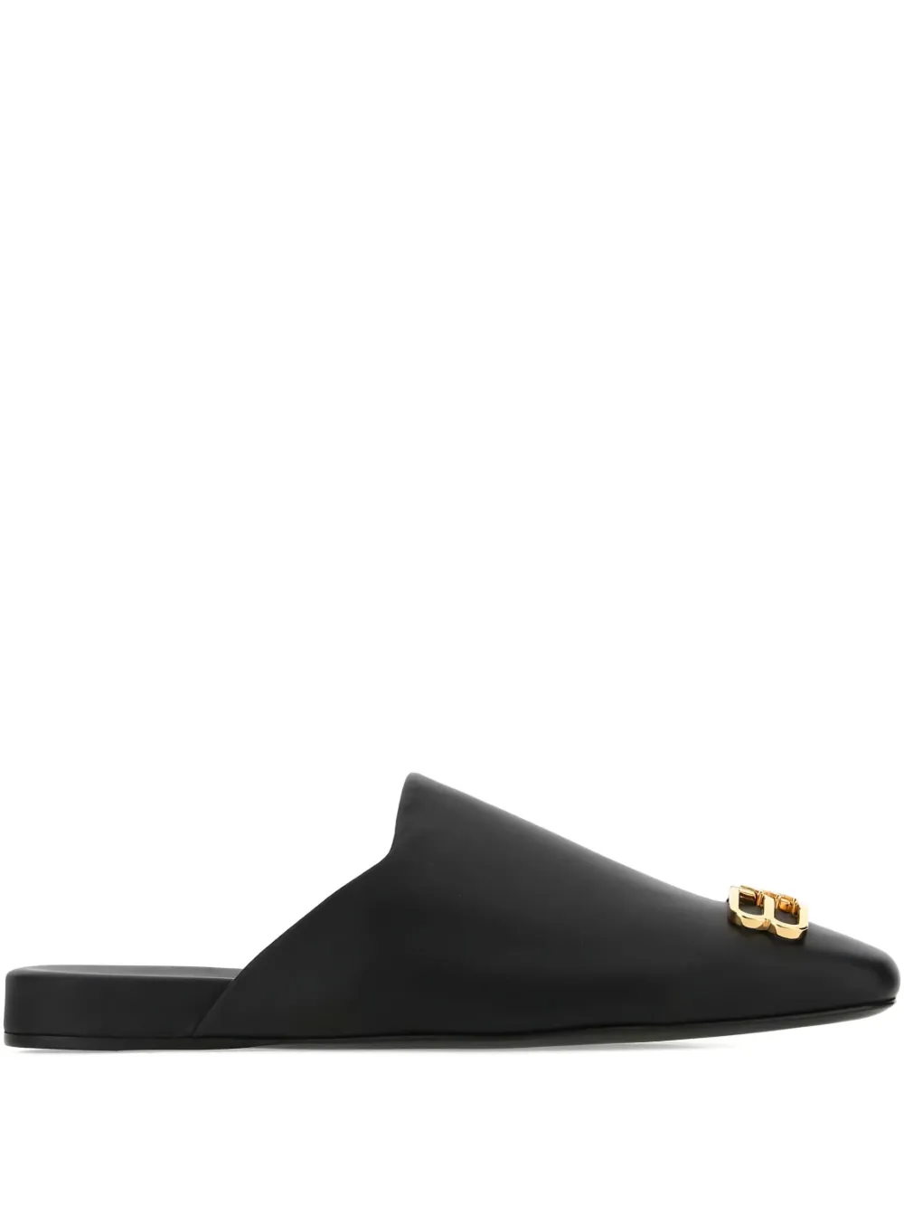 Balenciaga Cozy BB logo leather slippers Zwart