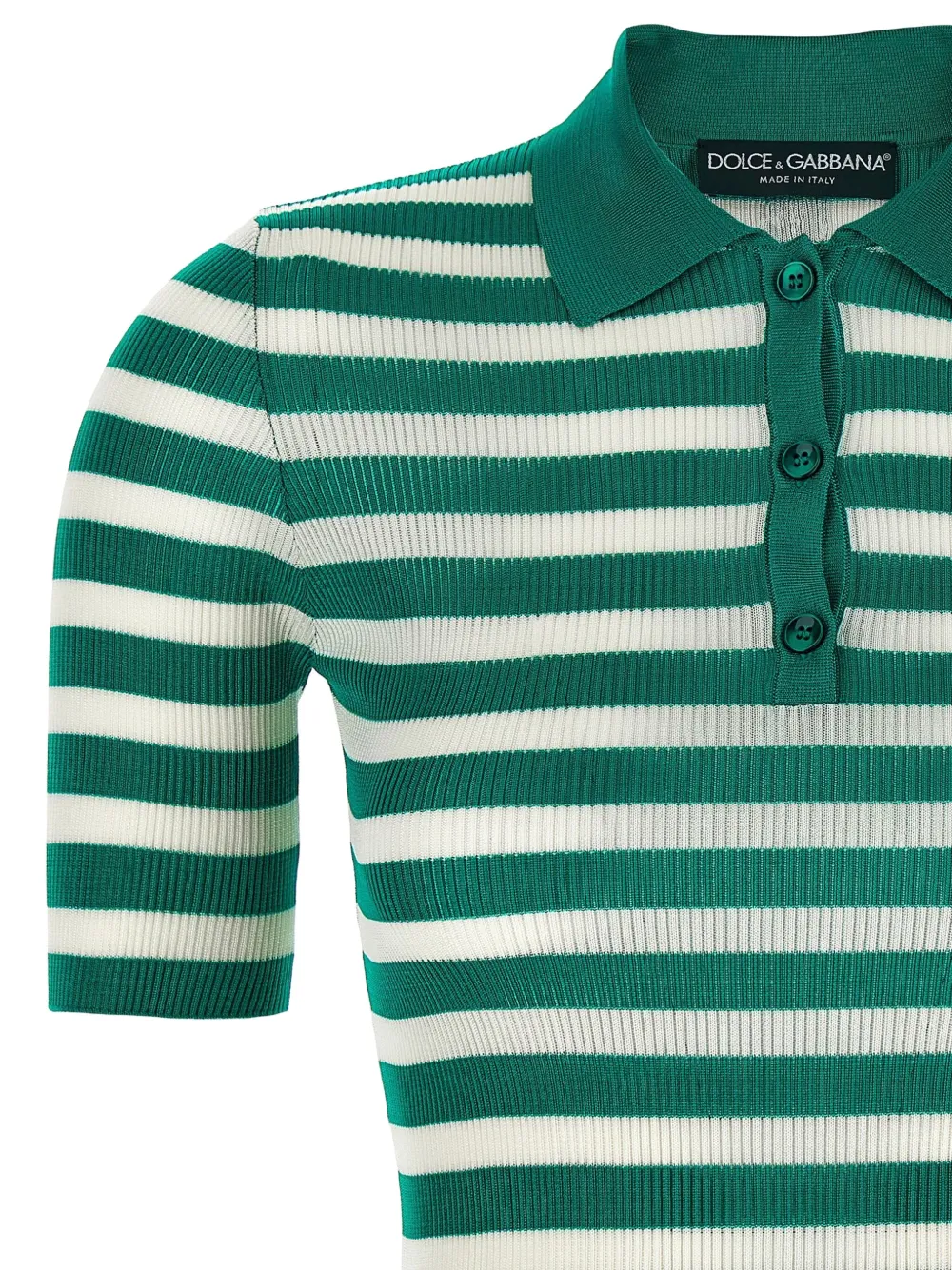 Dolce & Gabbana Gestreept geribbeld poloshirt Groen