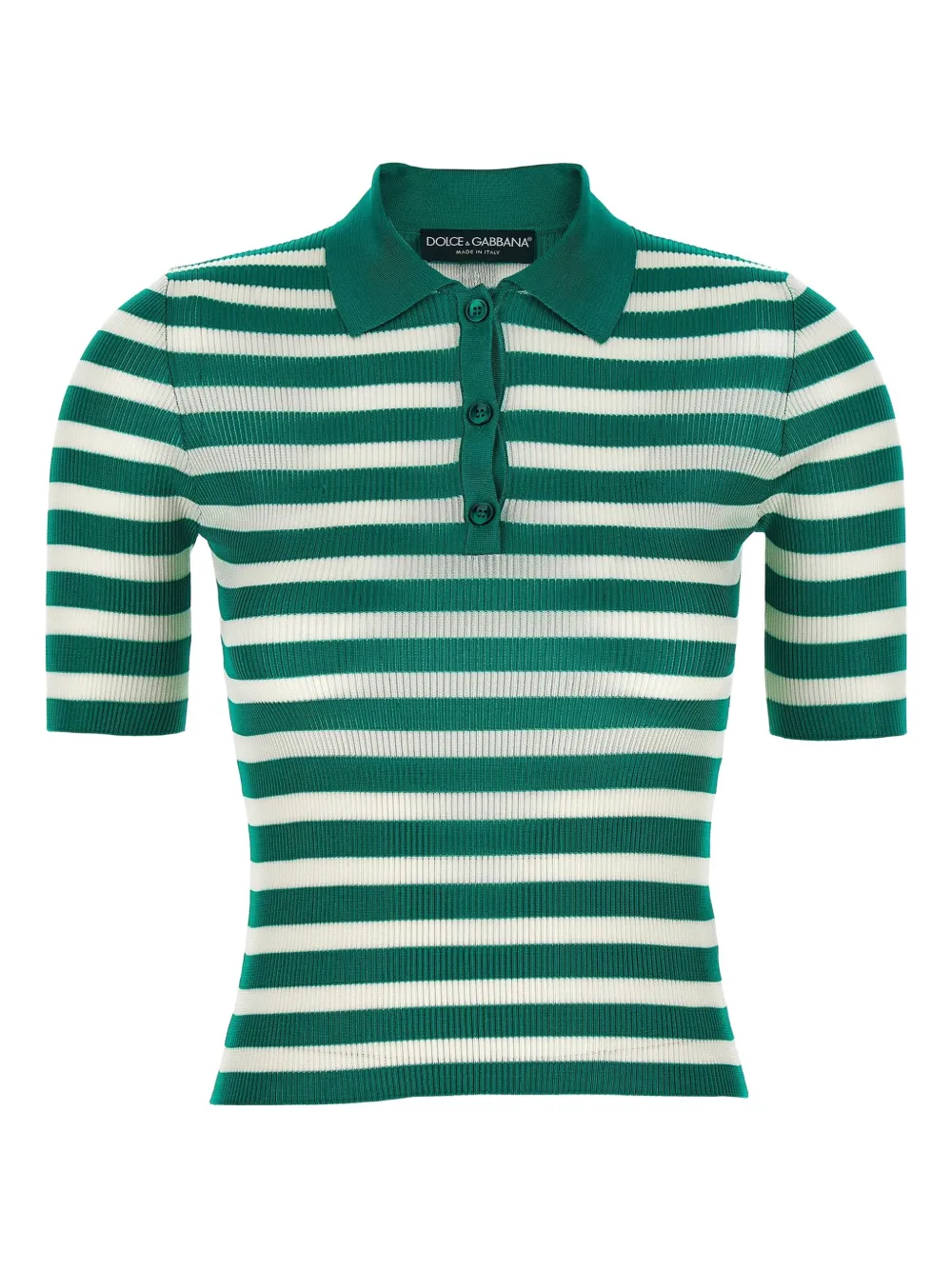 Dolce & Gabbana Gestreept geribbeld poloshirt Groen