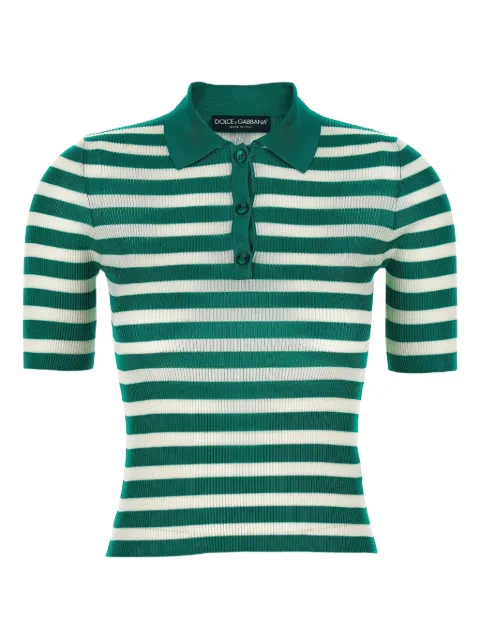 Dolce & Gabbana striped ribbed polo shirt