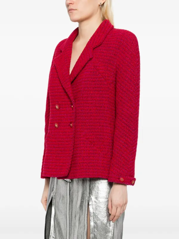 CHANEL Pre-Owned 1995 Double Breasted Jacket Red FARFETCH IN