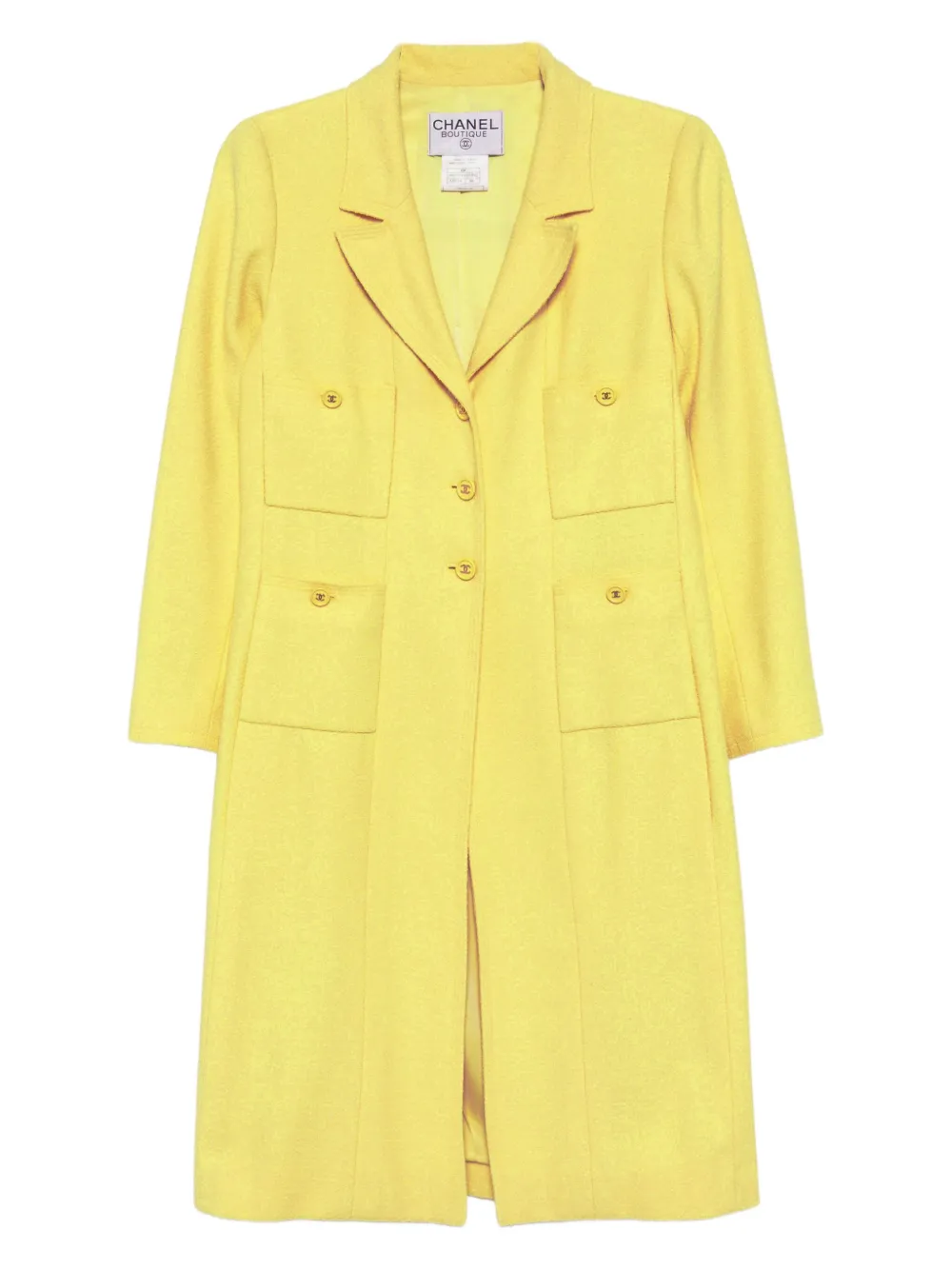 Pre-owned Chanel 1997 Single Breasted Jacket Coat In Yellow