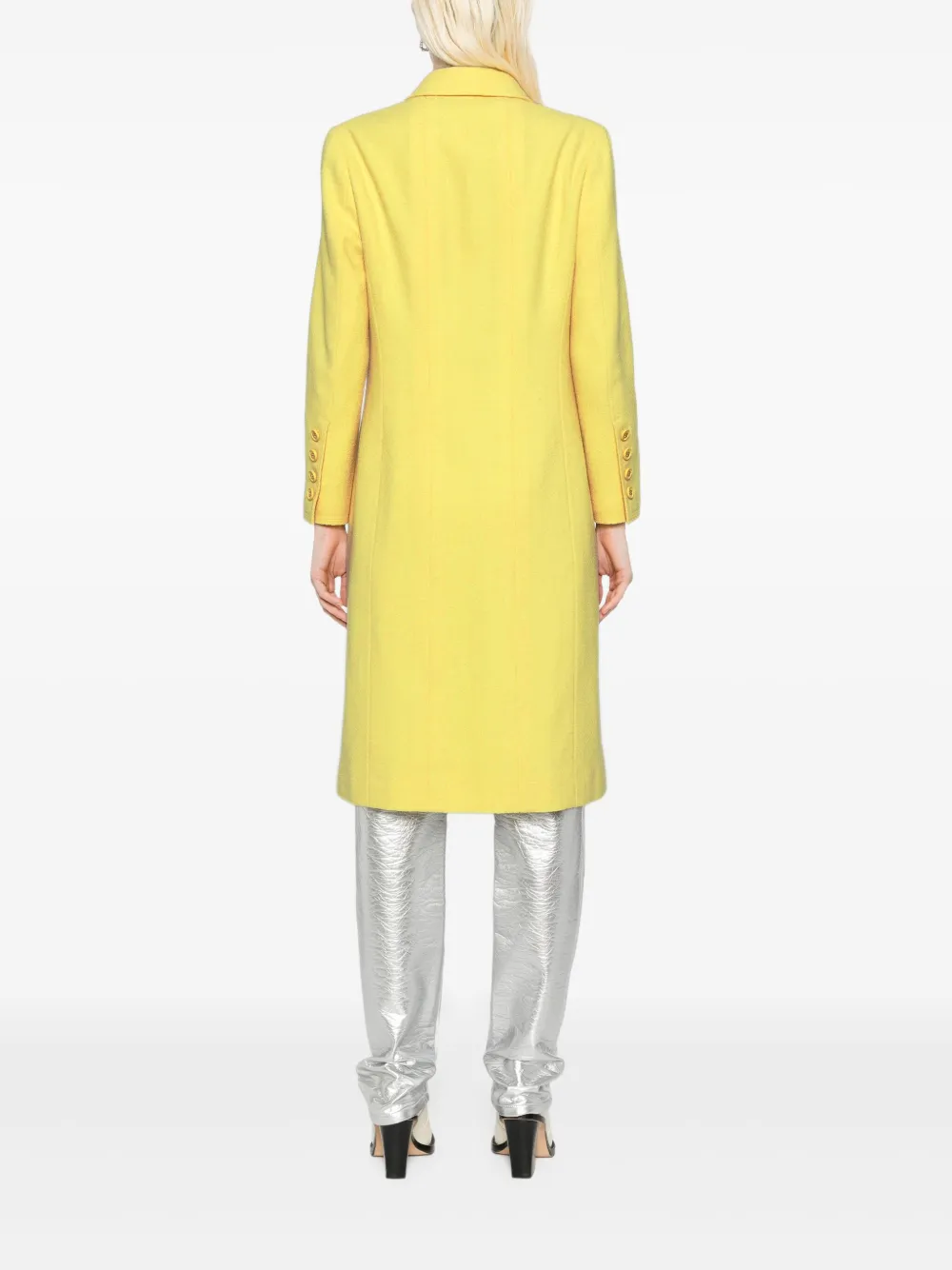 Pre-owned Chanel 1997 Single Breasted Jacket Coat In Yellow