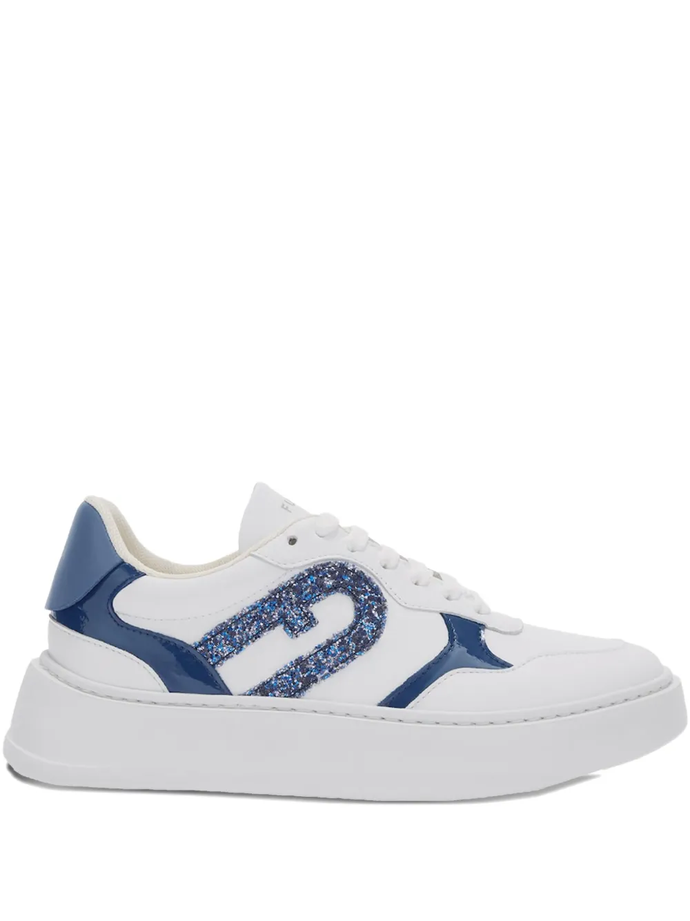 Furla glitter-logo platform sneakers White