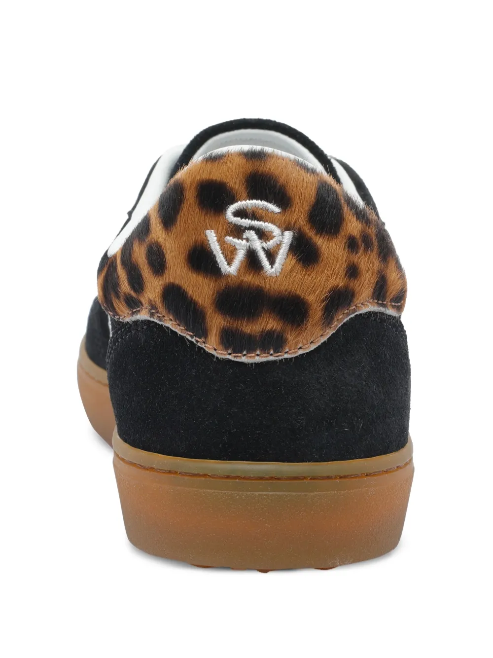 Stuart Weitzman Runaround suede leather leopard-print detail sneakers Black