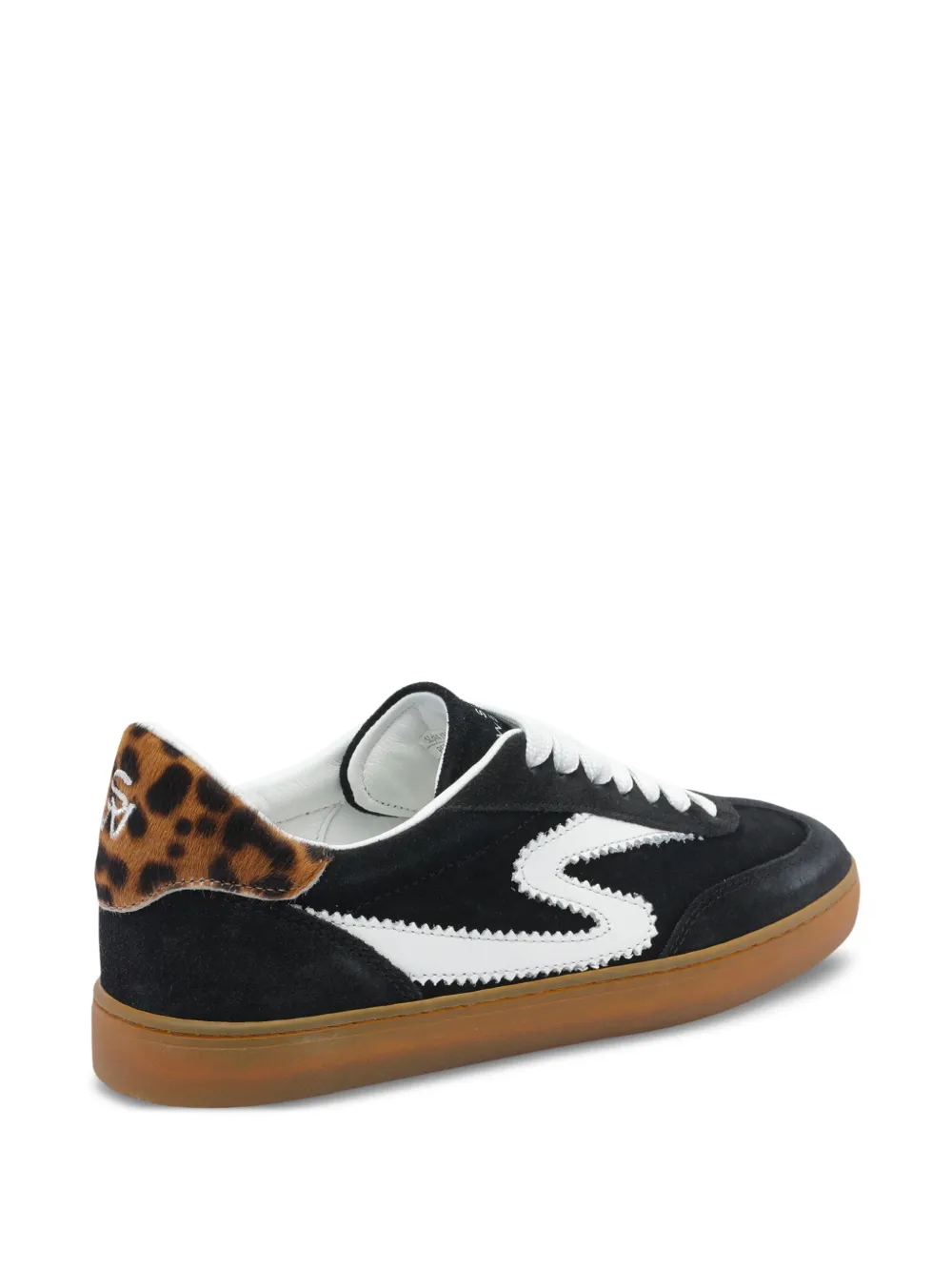 Stuart Weitzman Runaround suede leather leopard-print detail sneakers Black