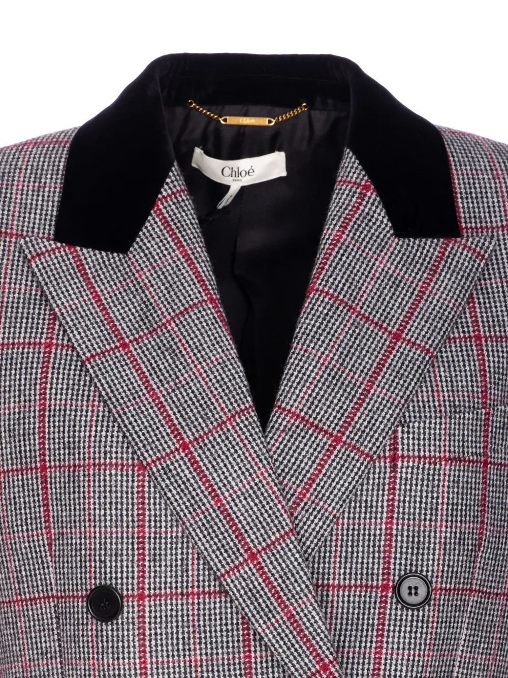 Chloé Jas met dubbele rij knopen en tartan ruit Grijs