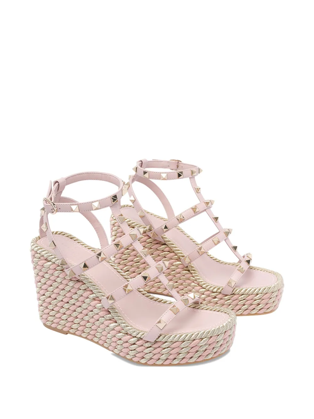 Valentino Garavani 95mm Rockstud wedge sandals Pink