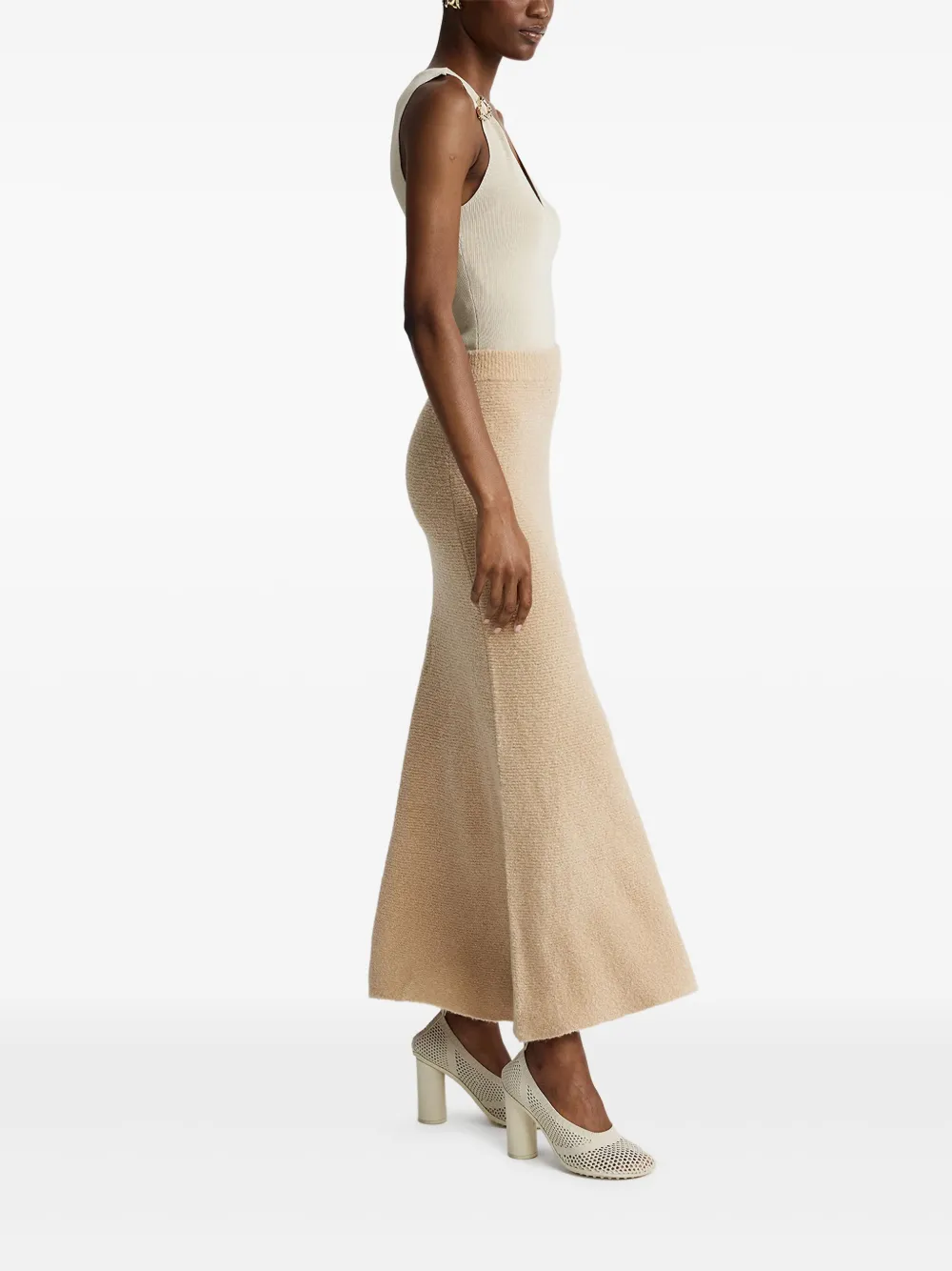 Anna Quan Ribbed Flared Skirt In Nude