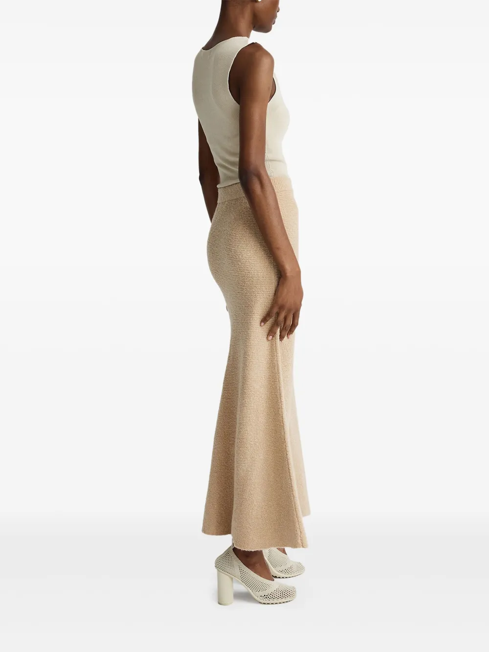 Anna Quan Ribbed Flared Skirt In Nude