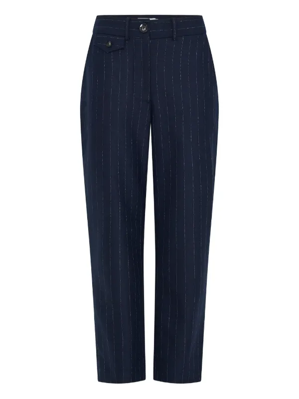 Anna Quan Pinstripe Tailored Trousers in Blue