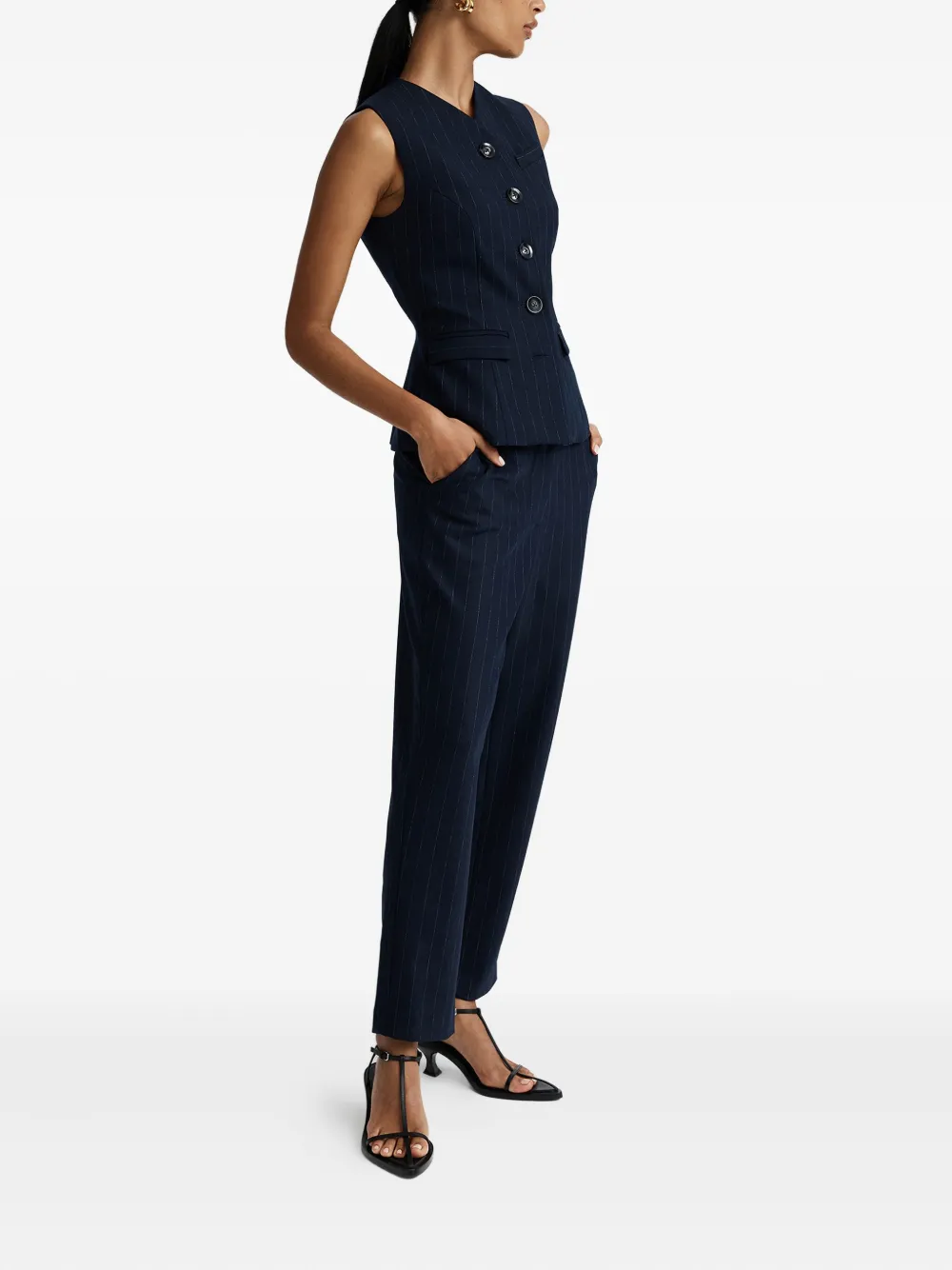 Anna Quan Pantalon met krijtstreep Blauw