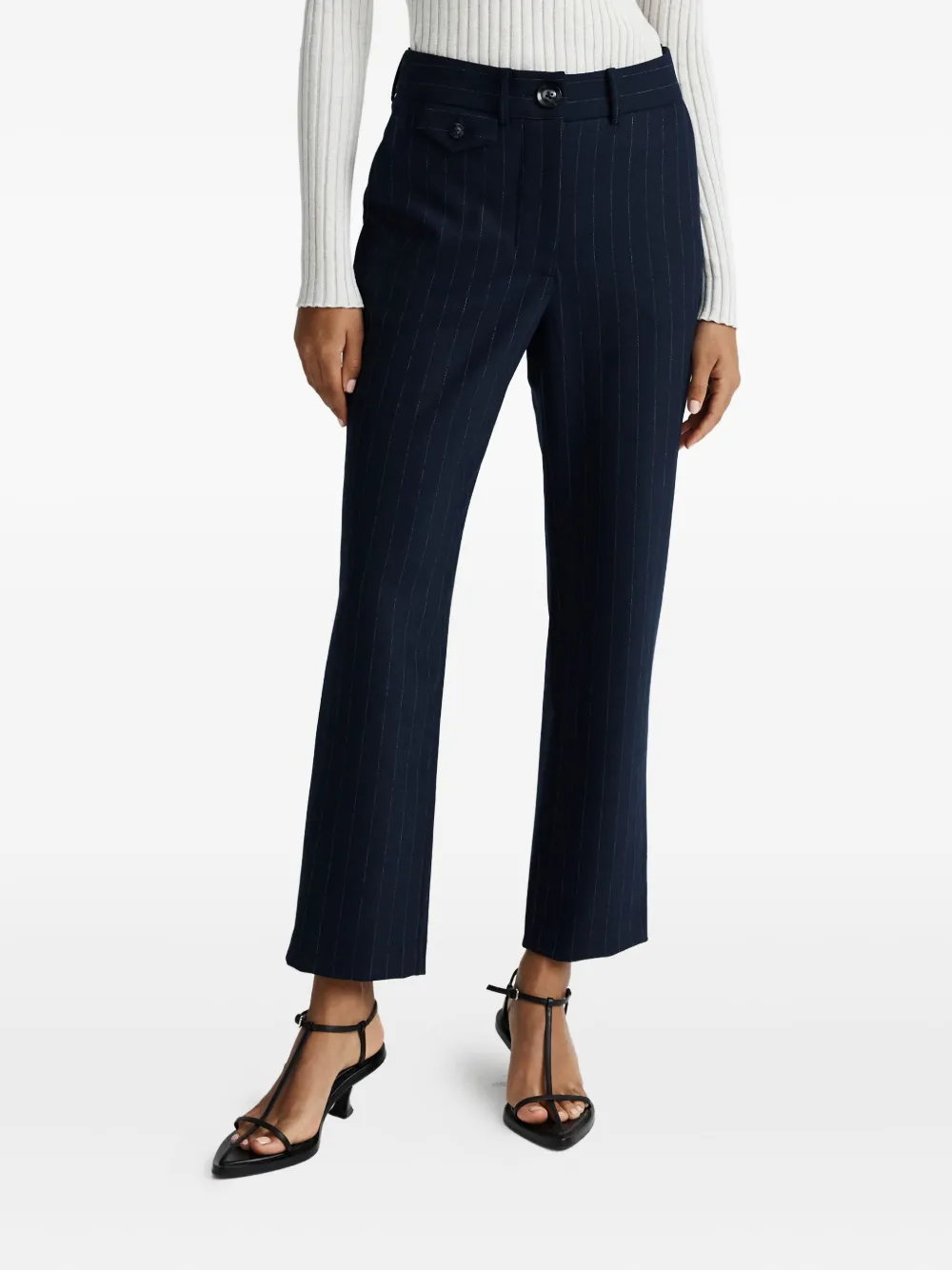 Anna Quan Pantalon met krijtstreep Blauw