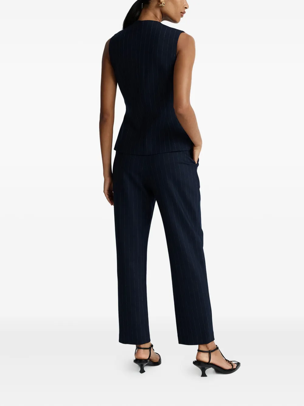 Anna Quan Pantalon met krijtstreep Blauw