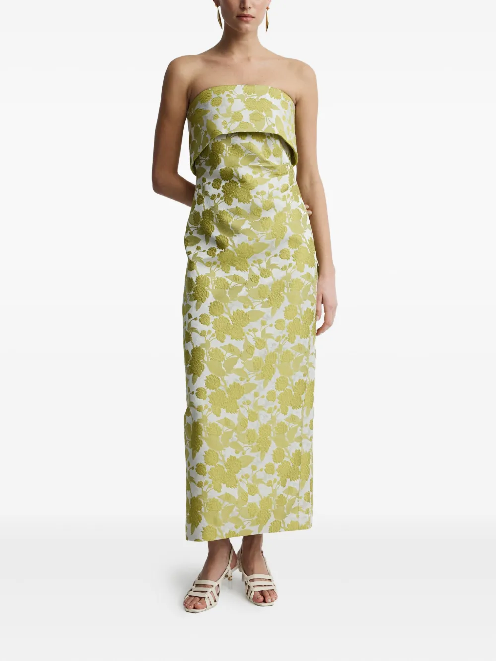 Anna Quan Strapless maxi-jurk met bloemenprint - Groen