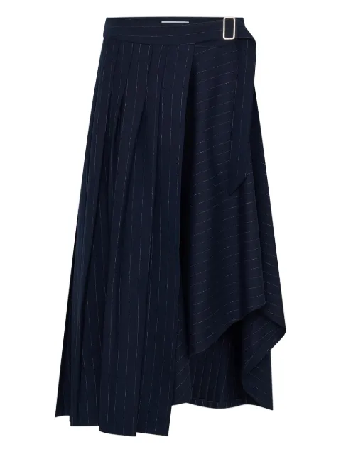 Anna Quan chalk stripe pleated wrap midi skirt