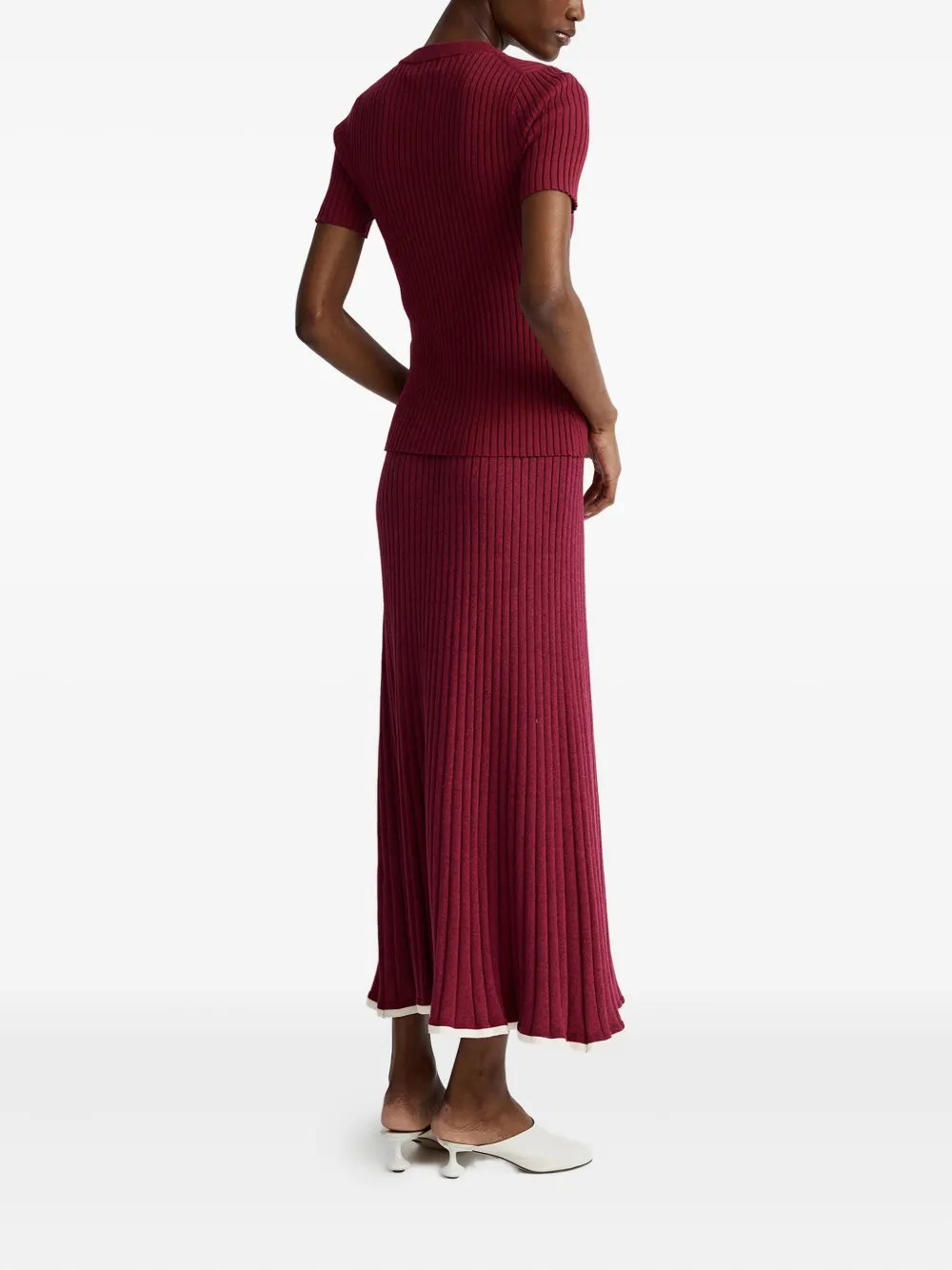 Anna Quan Felicia Ribbed Midi Skirt In Red