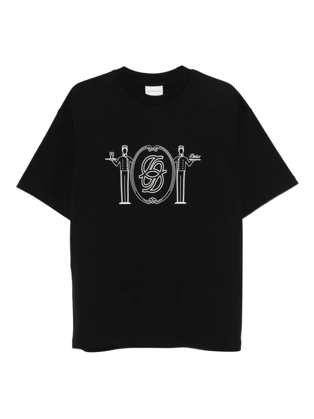 Drôle De Monsieur room servise-print cotton T-shirt | Black | Image 1