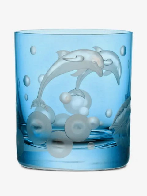 Artel Flights of Fantasy Dolphins in Sky with Pearls-motif glass
