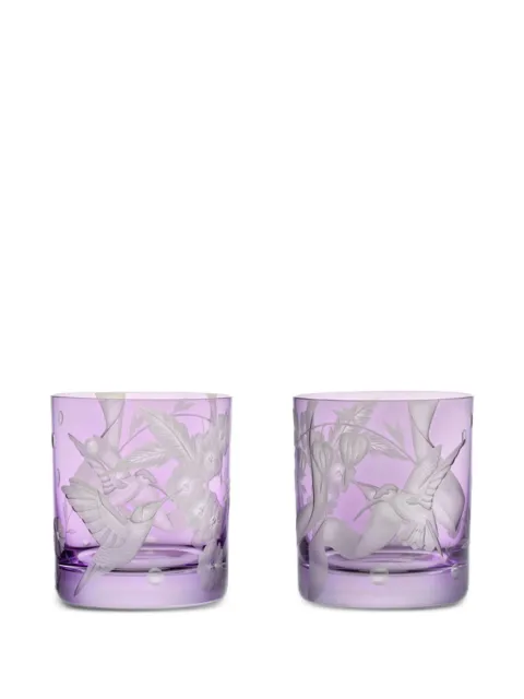 Artel Flights of Fantasy hummingbird floral glass (set of two)