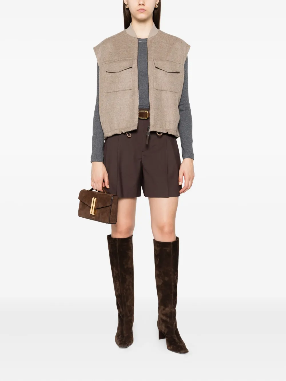 Brunello Cucinelli Spencer van scheerwol Bruin
