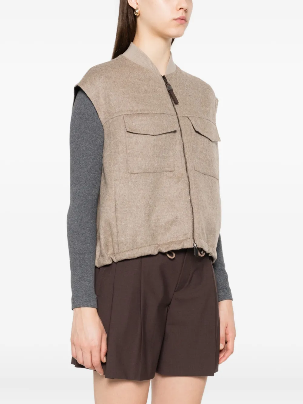 Brunello Cucinelli Spencer van scheerwol Bruin
