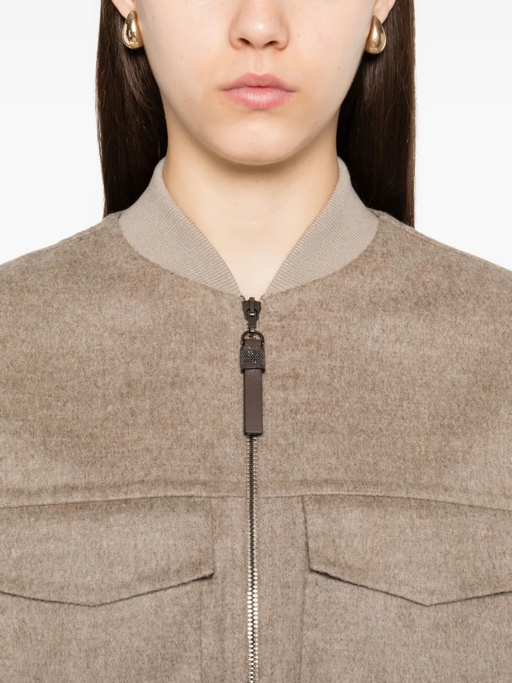 Brunello Cucinelli Spencer van scheerwol Bruin