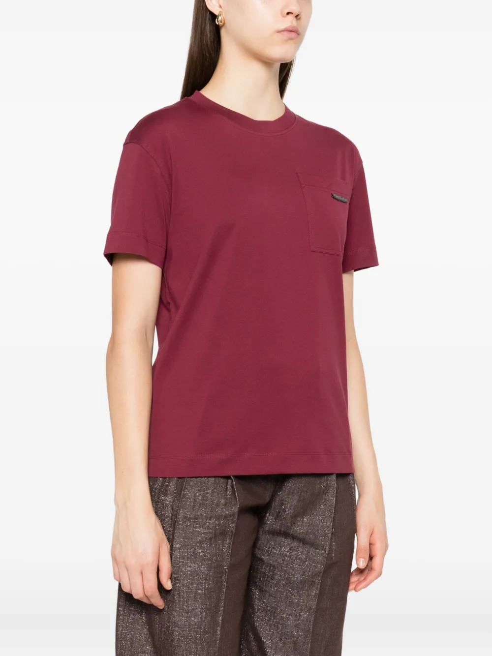 Brunello Cucinelli Katoenen T-shirt met borstzak Rood