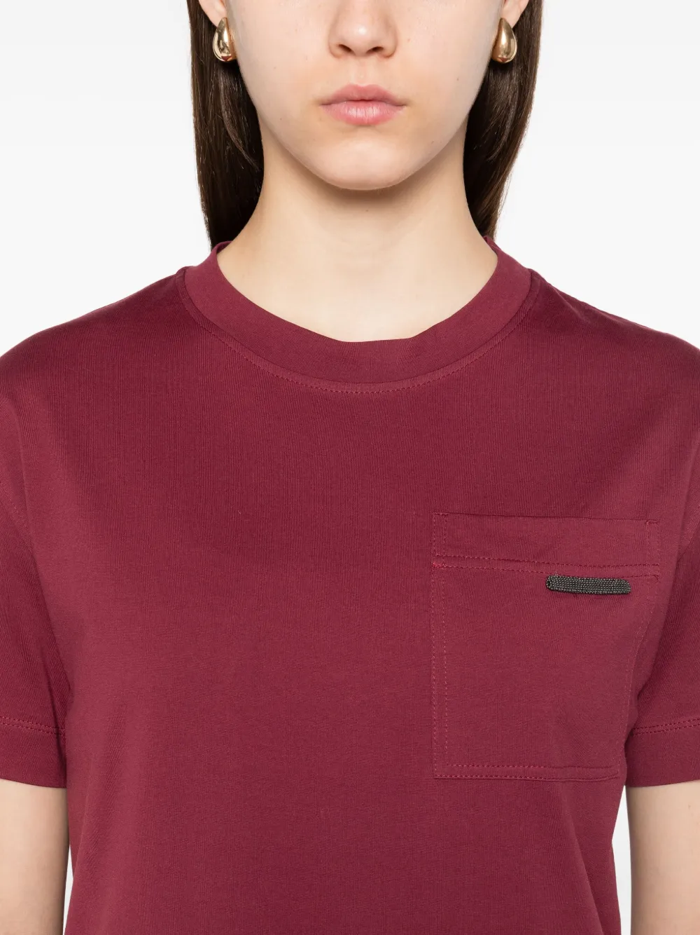 Brunello Cucinelli Katoenen T-shirt met borstzak Rood