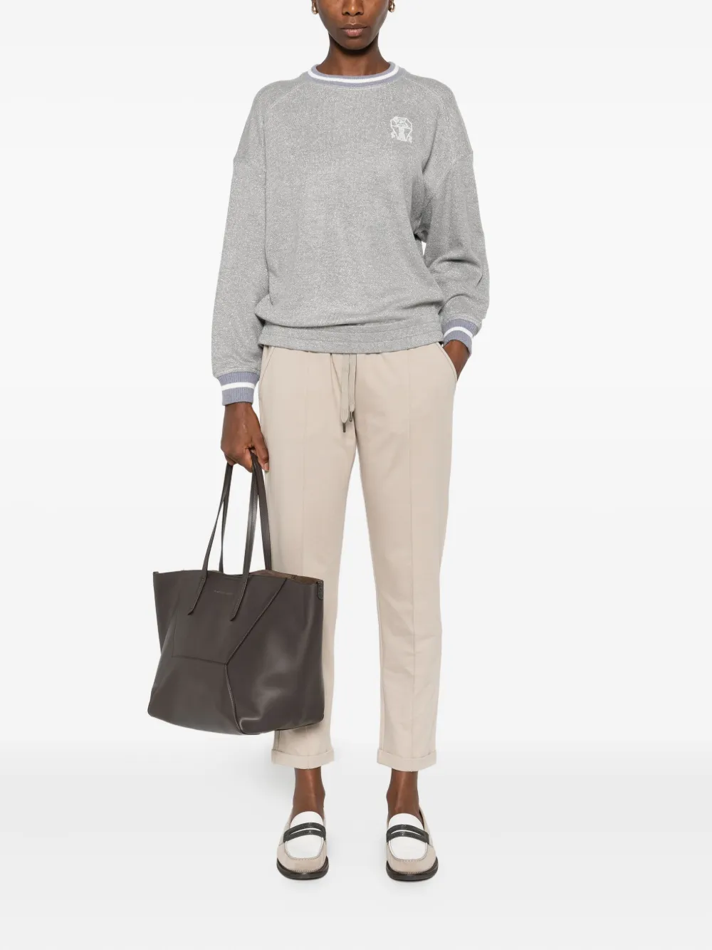 Brunello Cucinelli cuffed track pants - Beige