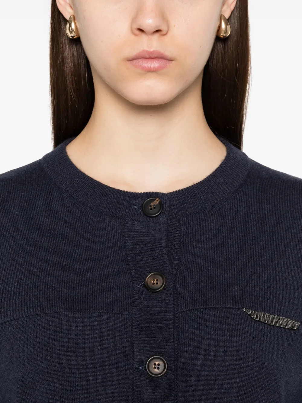 Brunello Cucinelli Vest met moniliketting Blauw