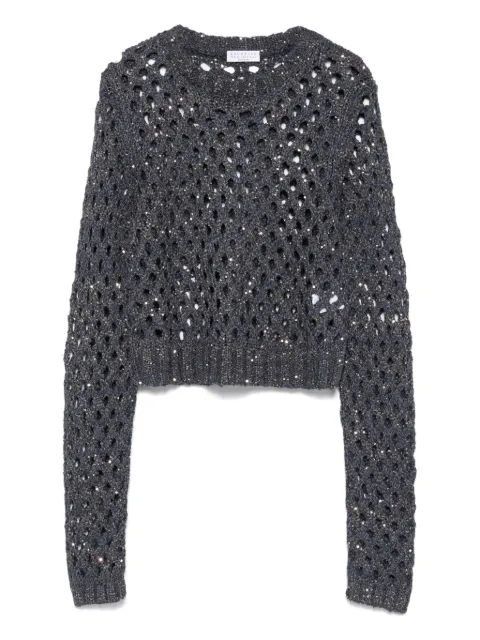 Brunello Cucinelli Lochstrick-Pullover mit Pailletten