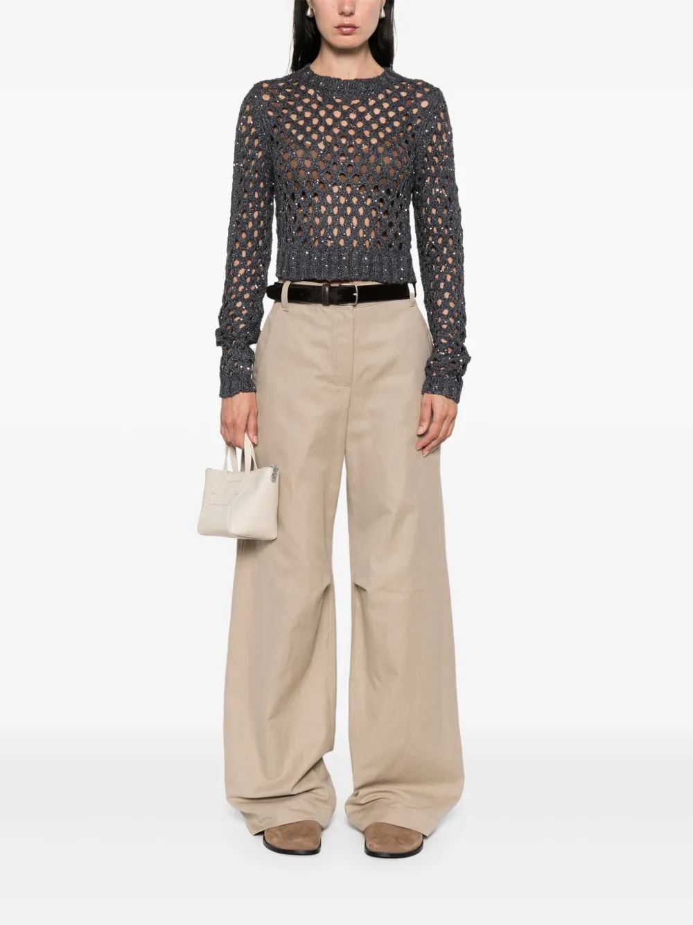 Brunello Cucinelli open-knit sequined sweater | Knitted Sweaters | Image 2