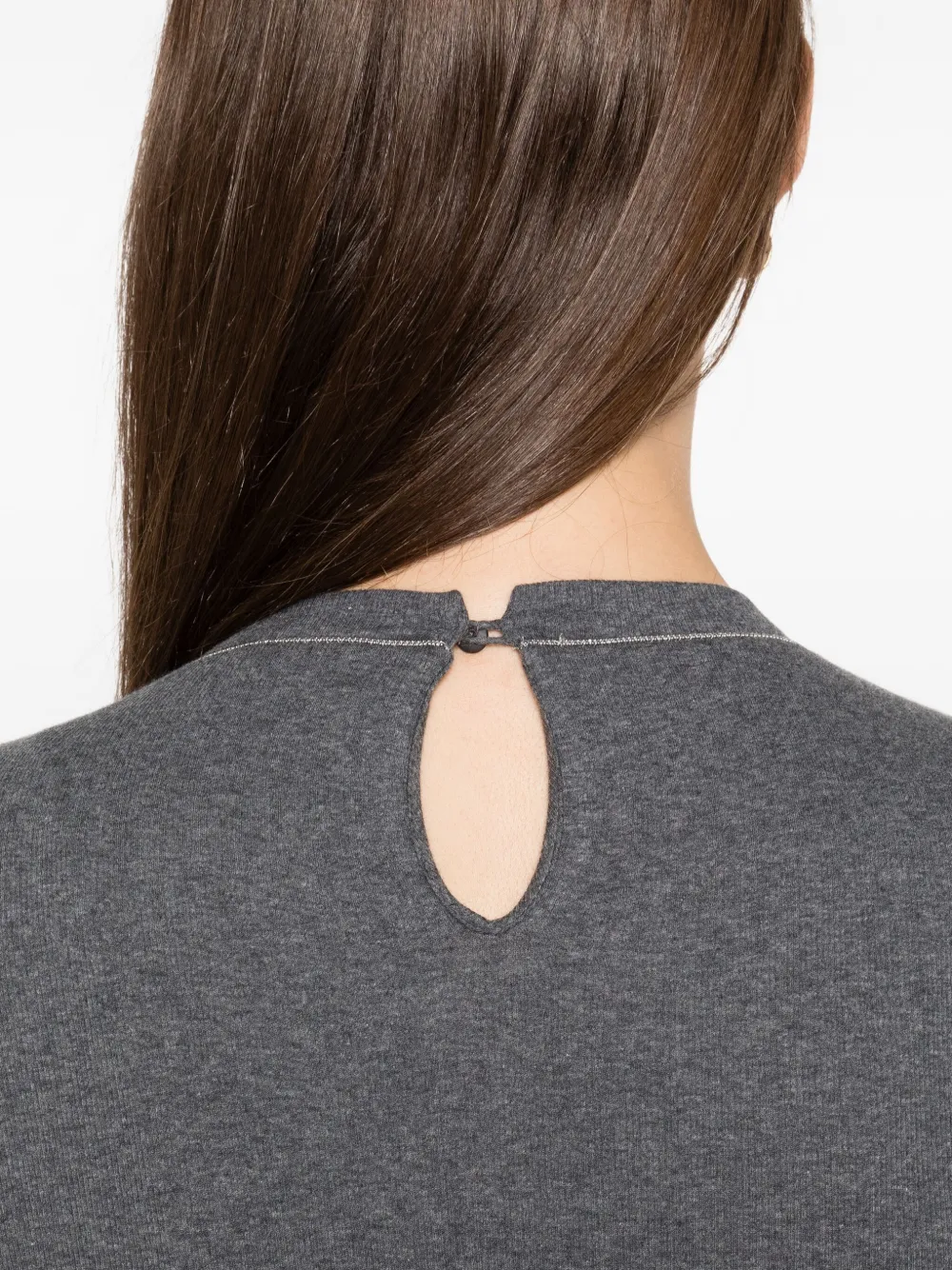 Brunello Cucinelli Top met keyhole detail en lange mouwen Grijs