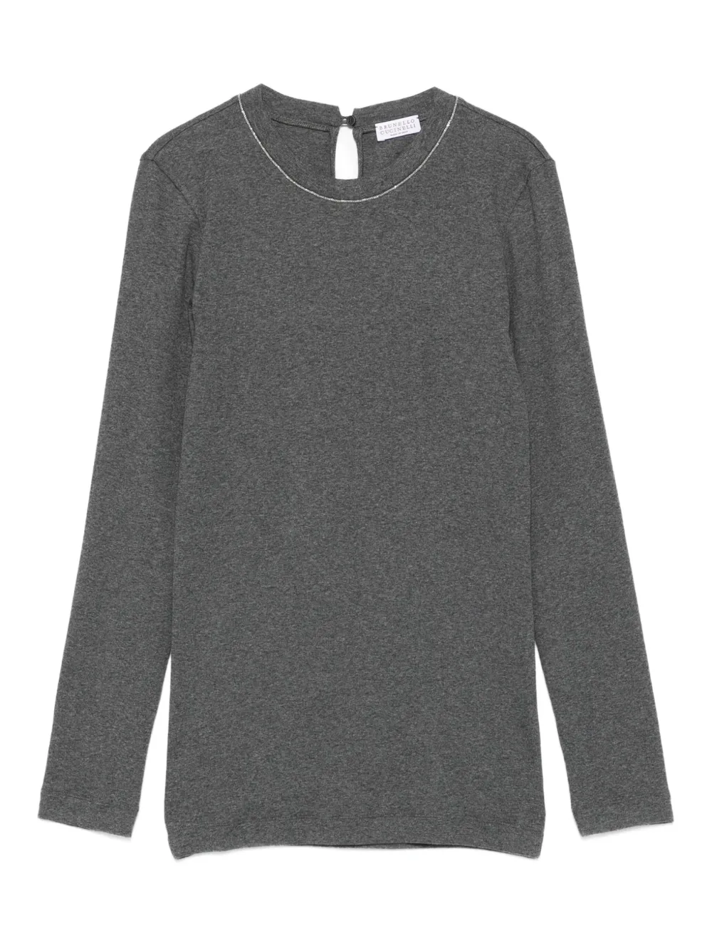 Brunello Cucinelli Top met keyhole detail en lange mouwen Grijs